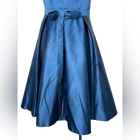 TS Couture A-Line Corset Back Puff Dress Womens Size L Blue Satin Gown Dress - Picture 5 of 15